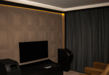 Descubre cómo crear tu mini sala de cine en casa en pocos pasos mini sala de cine en casa - Experiencia de cine en casa Disfruta de películas a lo grande en una cómoda sala con proyector y asientos acolchados