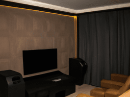 mini sala de cine en casa - Experiencia de cine en casa Disfruta de películas a lo grande en una cómoda sala con proyector y asientos acolchados