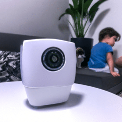 cámara inteligente wifi para interiores Cámara inteligente Wifi: El celoso guardián que vigila y cuida a tu niño y mascota en el hogar en una sala iluminada