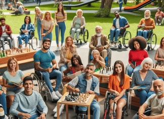 Concepto de personas con discapacidad: Abordando la desigualdad y construyendo una sociedad inclusiva y empoderadora Concepto de personas con discapacidad Sonríen y participan activamente en actividades recreativas demuestran la fuerza y determinación de las personas con discapacidad
