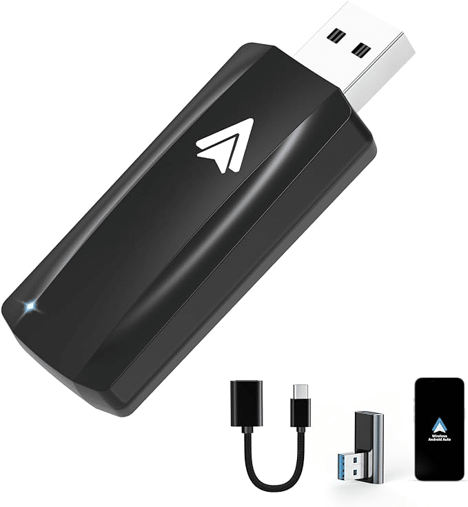 MSXTTLY Adaptador Inalámbrico Android Auto, A2A Wireless Android Auto Dongle, Compatible con Coche Equipado Android Auto y Android 11-13, USB 90 ° ángulo Recto, 2 Adaptadores, Negro  