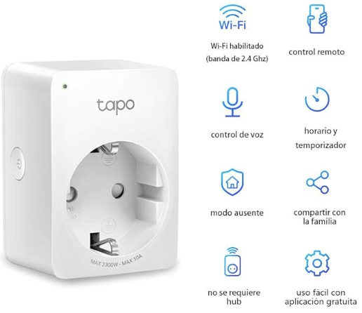 TP-Link Tapo P100 (2-Pack) - Mini Enchufe Inteligente Wi-Fi, óptimo para programar el encendido/apagado y ahorrar energía, no necesita HUB, compatible con Alexa y Google Home, Color Blanco  