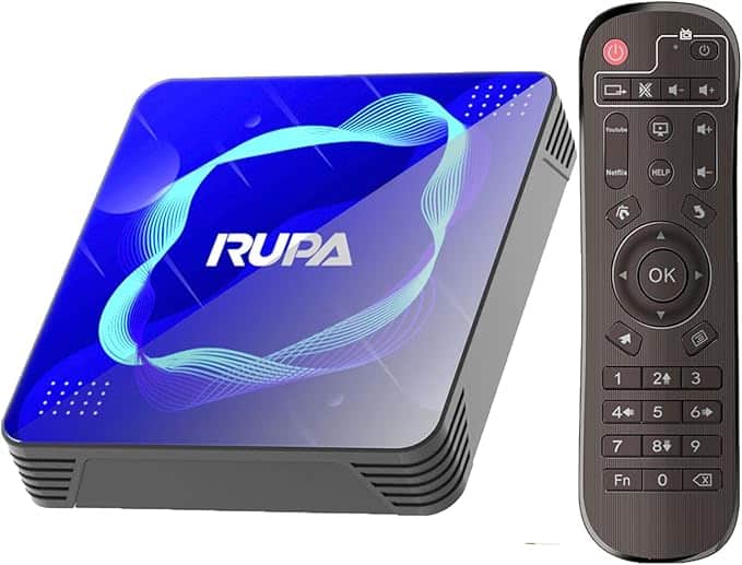 RUPA Android TV Box 11.0, Smart TV Box 4 GB RAM 64 GB ROM Amlogic S905W2 Media Box Soporte 2.4 G/5.8G WiFi BT5.0 HDMI 3.0 100M 3D 4K 2K HD TV Box con Mando a Distancia