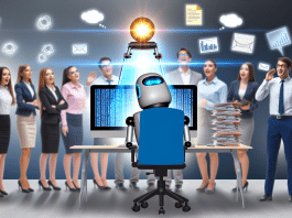 automatización inteligencia artificial tareas Revolutionary AI Office Automation Boost Productivity and Efficiency with Robotic Computer Arms Witness the Future of Work