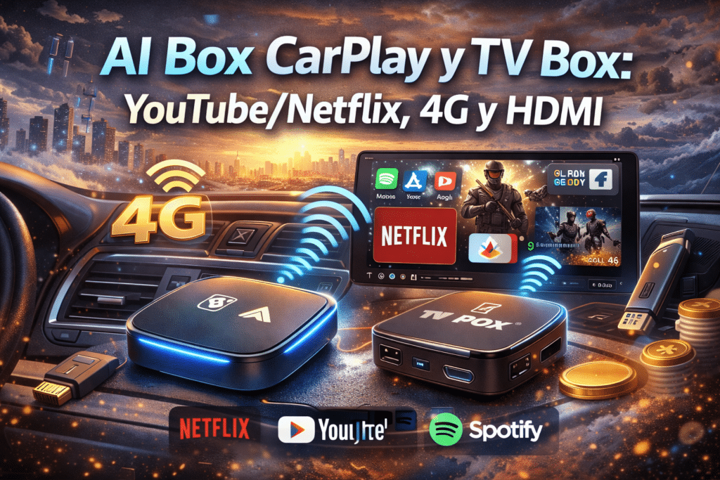 AI Box y TV Box para CarPlay y Android Auto con 4G, GPS, HDMI y multimedia inteligente